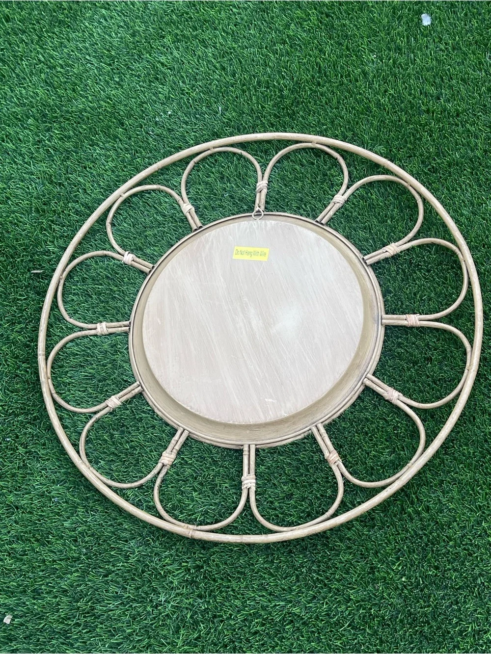 Anthropologie Boho Style Rattan Flower Wall Mirror – 24”